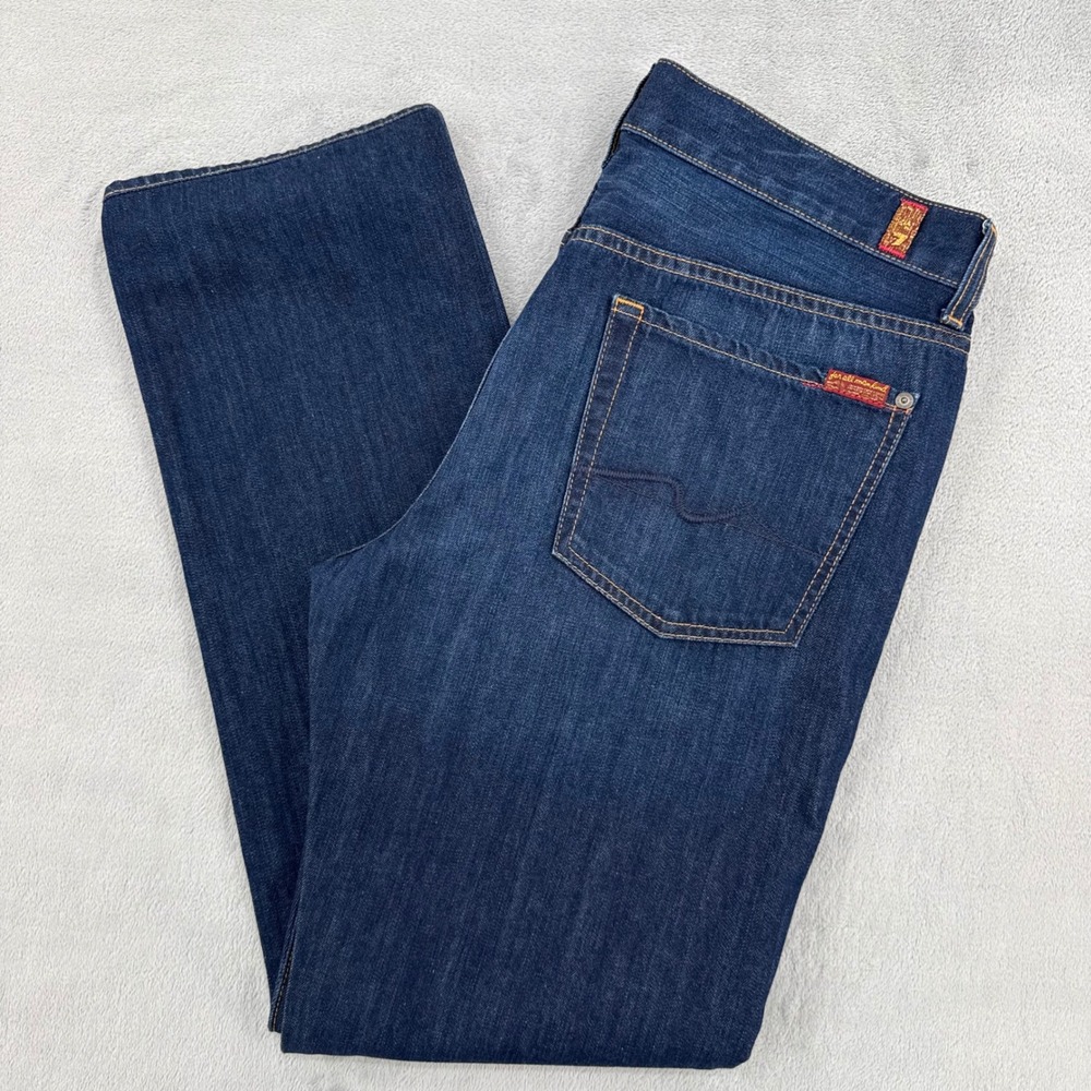 7 For All Mankind Standard Mens Sz 34 Straight Leg Jeans Classic Dark Wash Blue